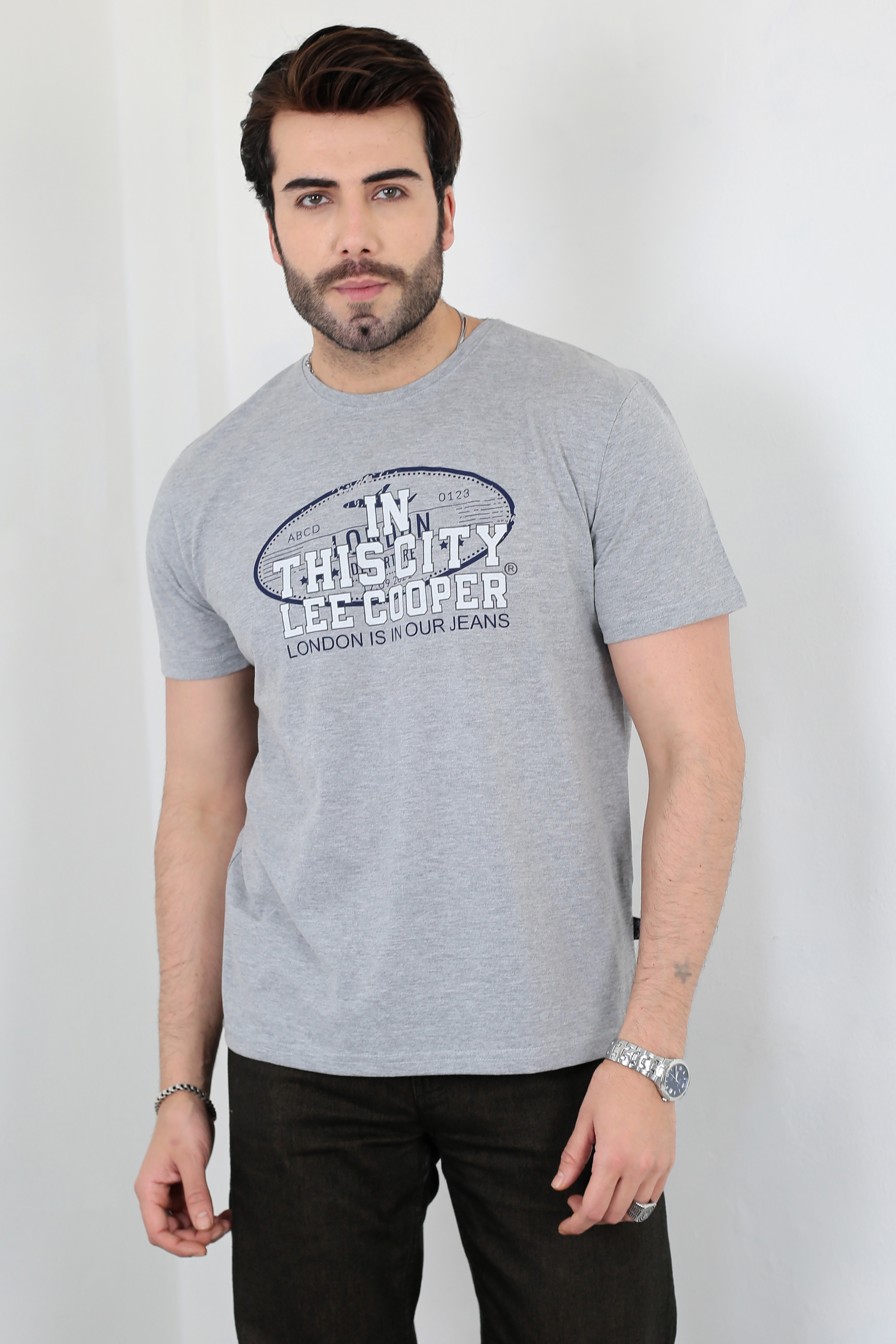 Gri Baskılı T-Shirt